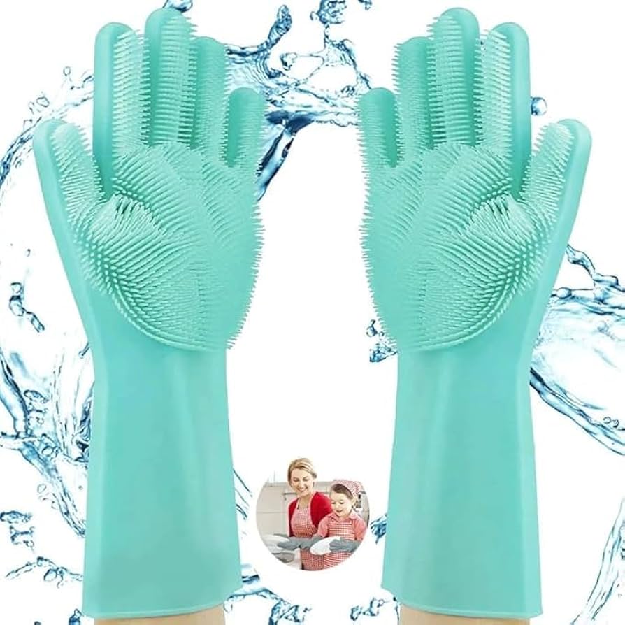Silicone Scrubbing Dishwashing Gloves – Heat Resistant & Multipurpose