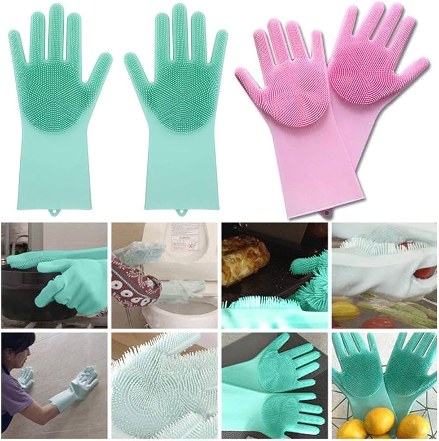 Silicone Scrubbing Dishwashing Gloves – Heat Resistant & Multipurpose
