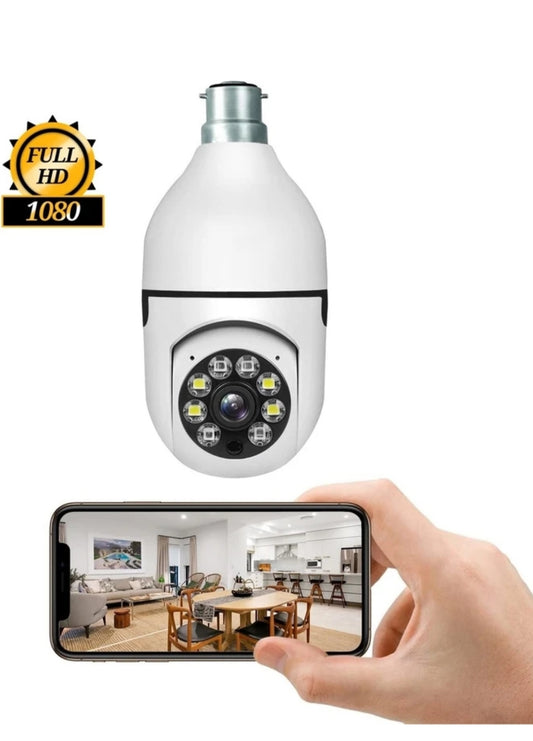 Mini Bulb Camera – 2-Way Audio, 360° Pan, Smart Alert