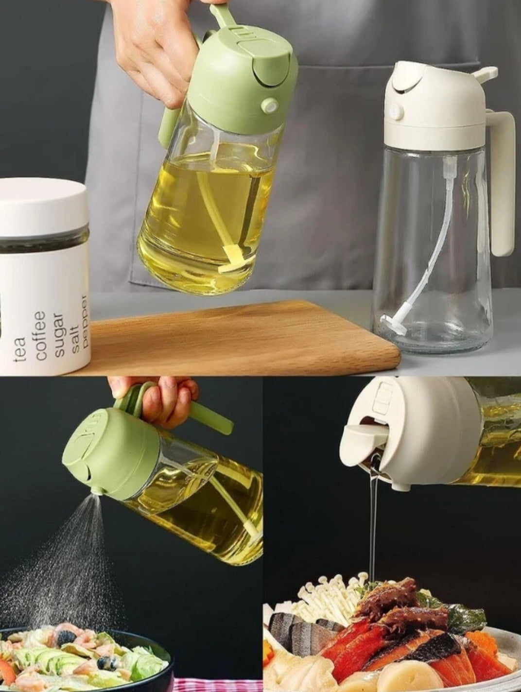 Flexi Oil Duo Bottle and glass Oil Dispenser
